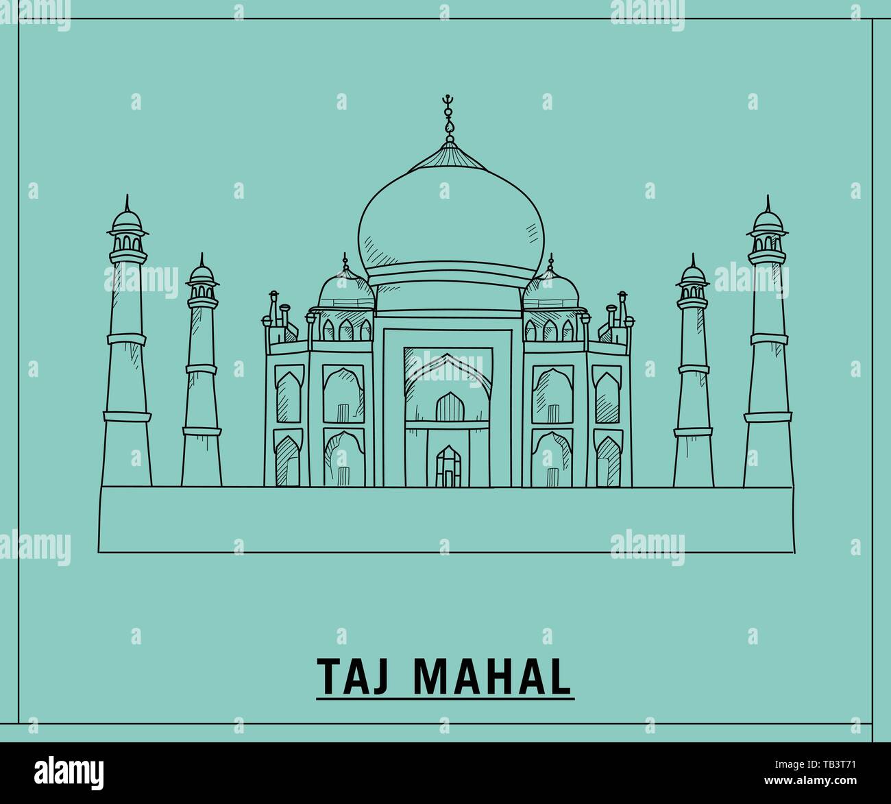 Taj mahal.hand drawn sketch Stock Vector