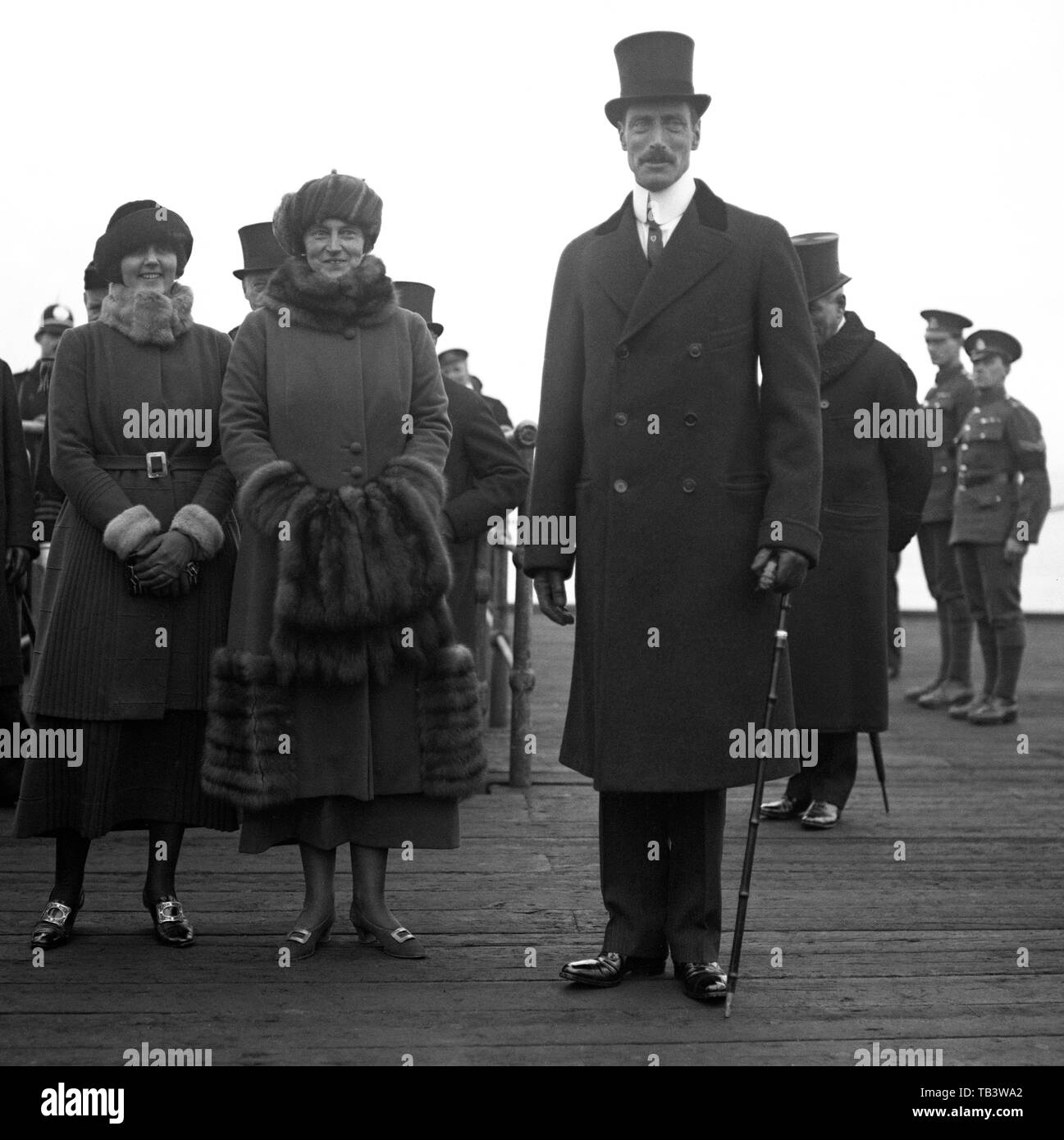 The King and Queen of Denmark with Princess Margaret after landing at the West Pier, Gravesend. Stock Photo