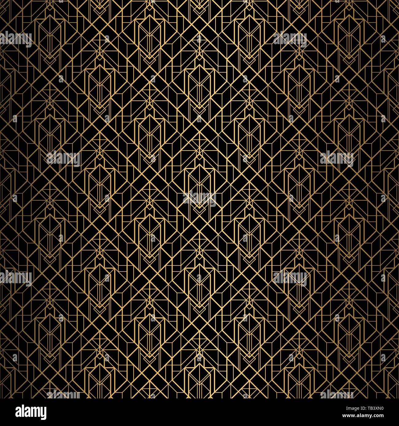 Art Deco Pattern. Seamless black and gold background. Stock Vector