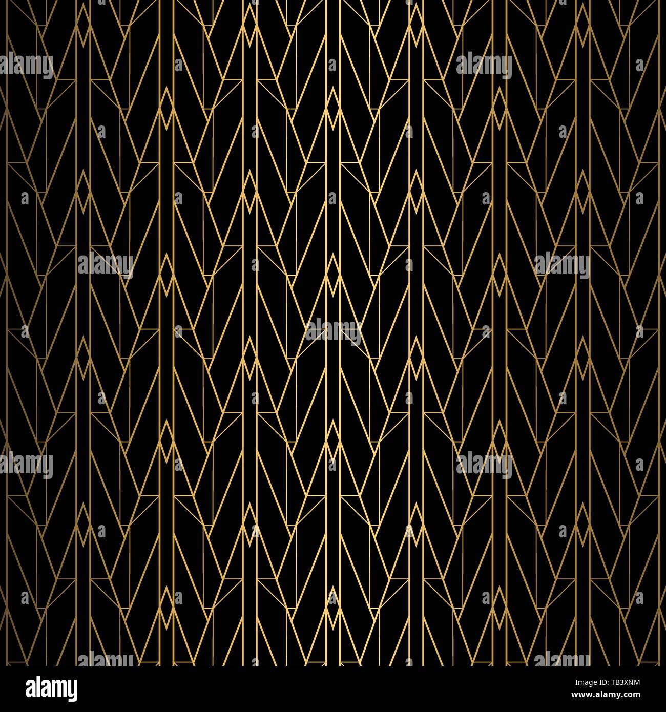 Art Deco Pattern. Seamless black and gold background. Stock Vector