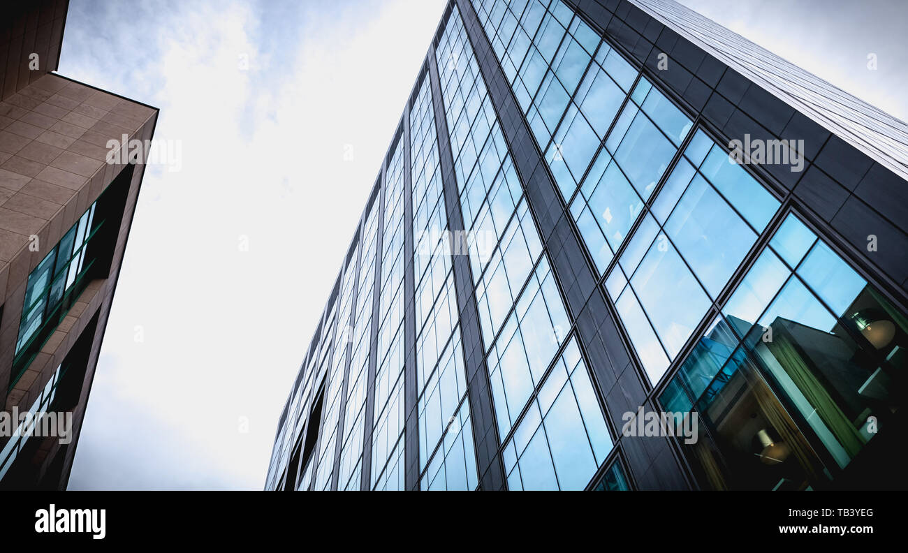 Dublin, Ireland - February 12, 2019: Architectural detail of the Irish headquarters building of the multinational Google on a winter day Stock Photo