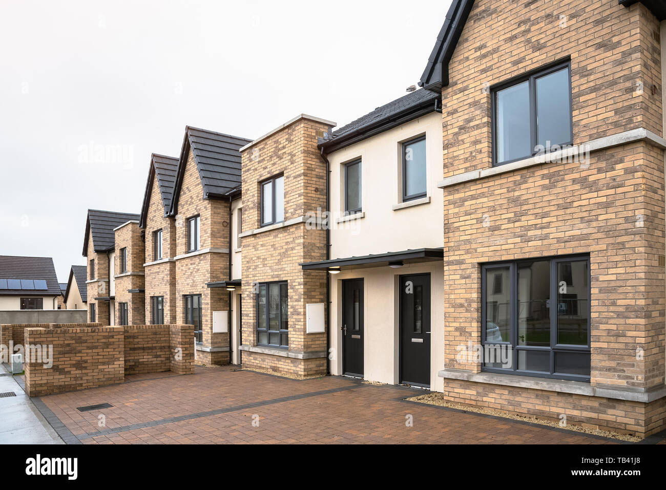 Houses For Sale In A Housing Estate In Ireland On A Rainy Winter