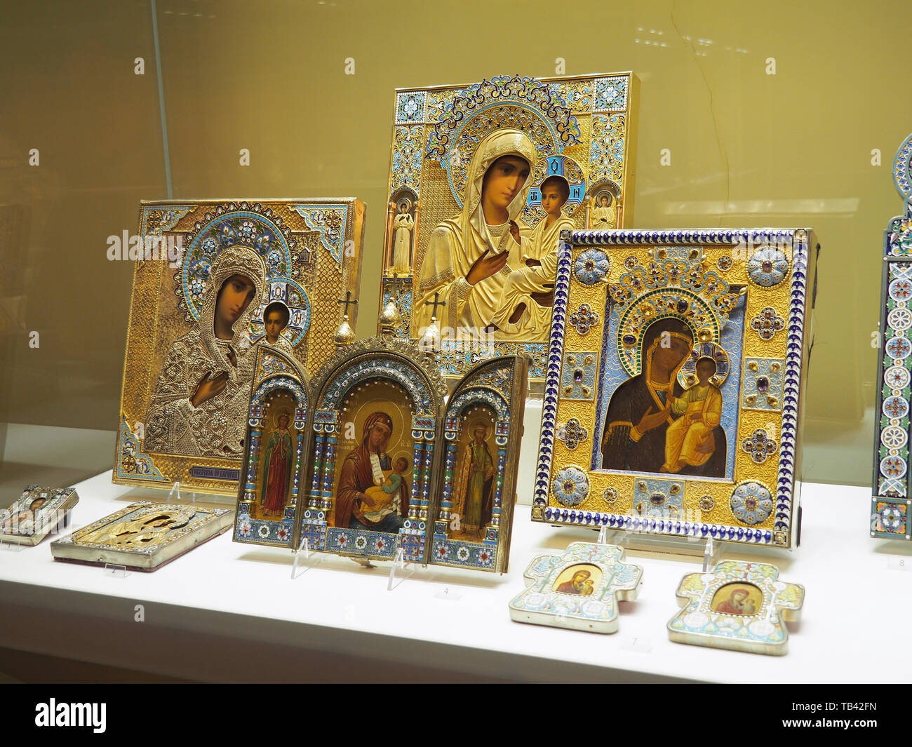 icons, Faberge Museum in Shuvalov Palace, Saint Petersburg, Russia, UNESCO World Heritage Site Stock Photo