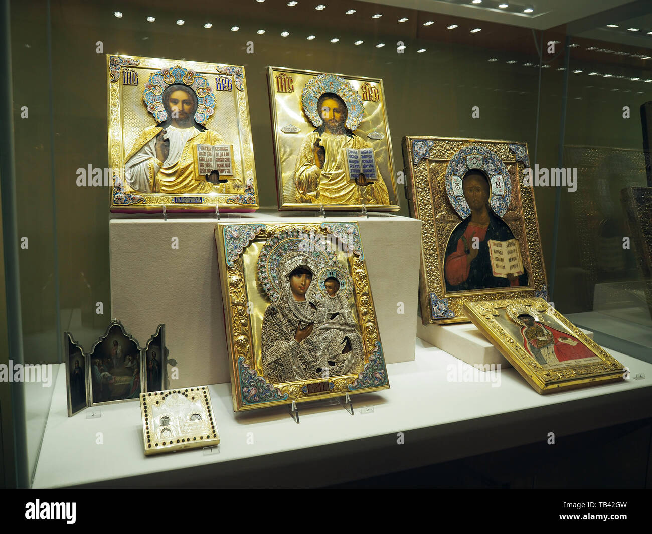 icons, Faberge Museum in Shuvalov Palace, Saint Petersburg, Russia, UNESCO World Heritage Site Stock Photo
