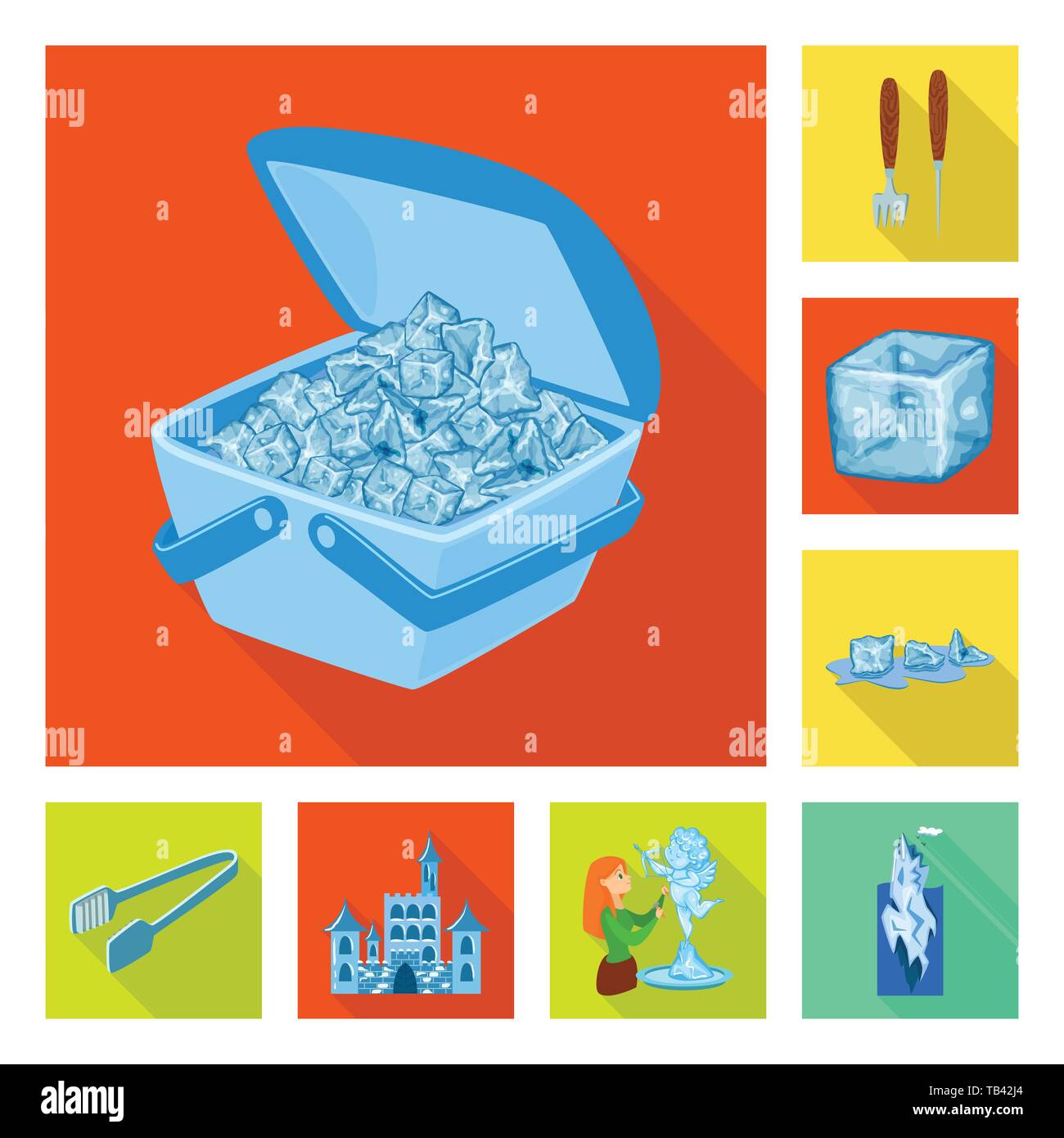 Vector illustration of texture and frozen sign. Set of texture and ...