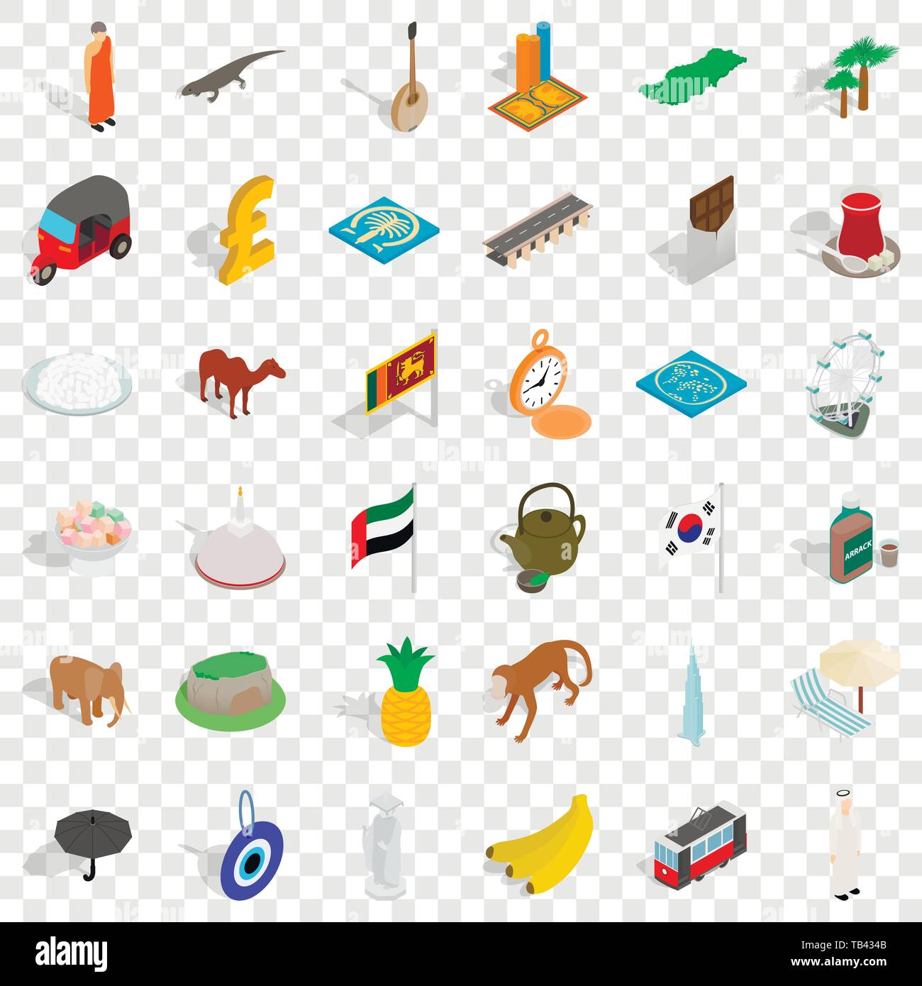 Japan icons set, isometric style Stock Vector