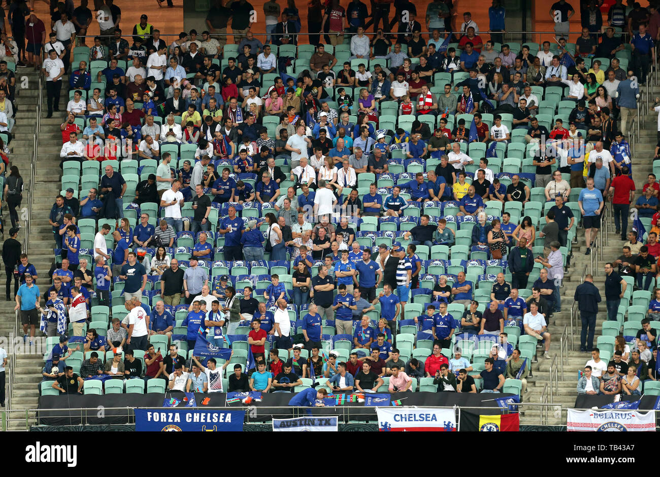 Chelsea fans show their support from the stands during the UEFA Europa ...