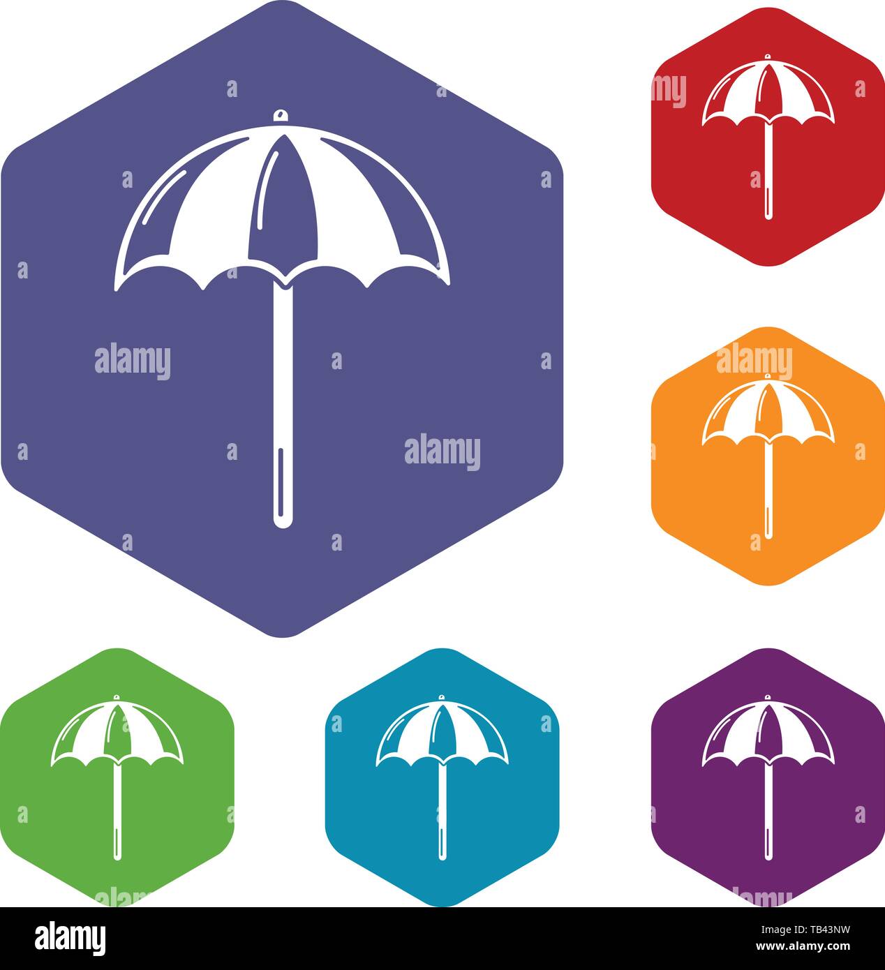 Beach umbrella icons vector hexahedron Stock Vector