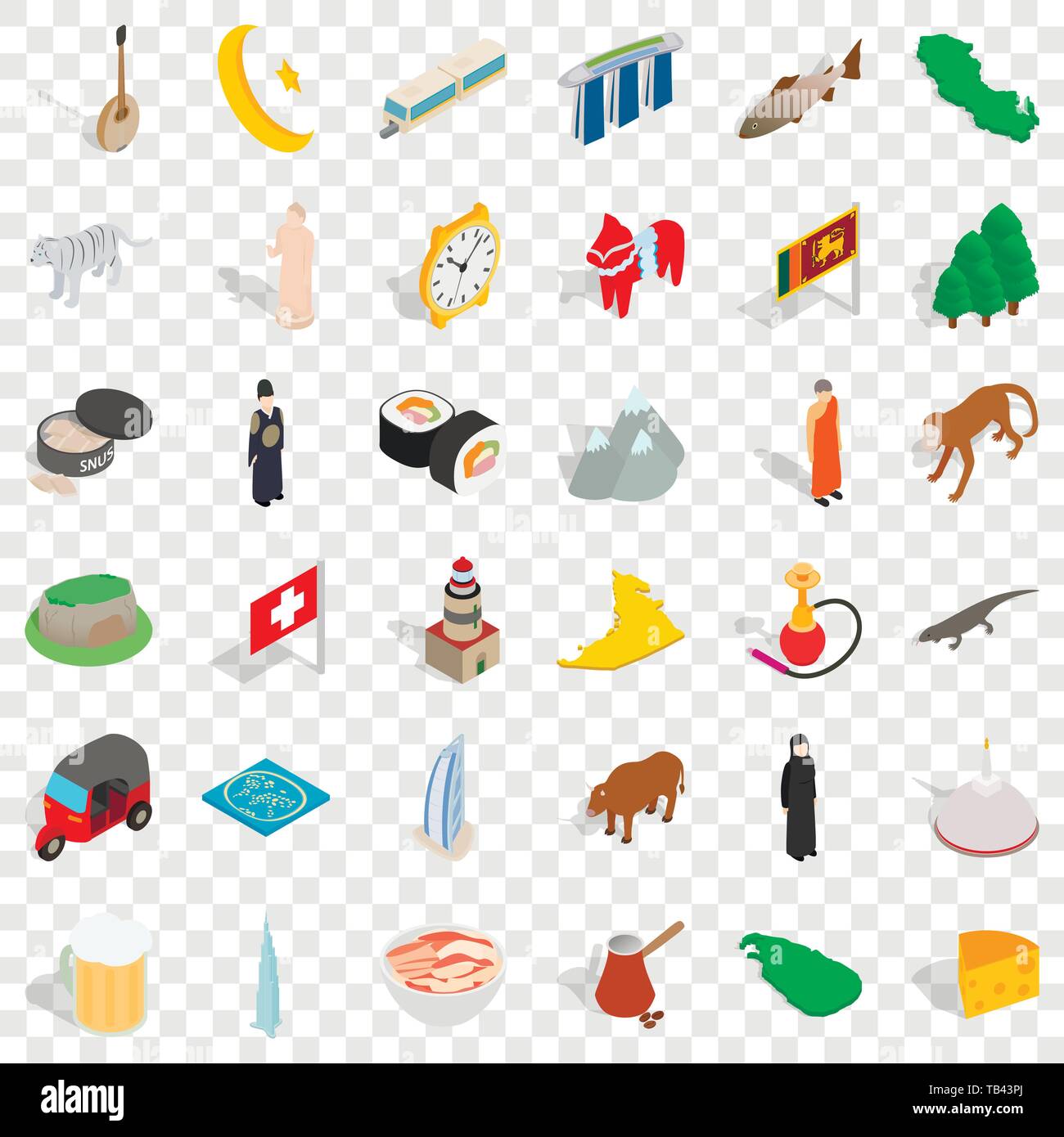 Tourist attraction icons set, isometric style Stock Vector Image & Art ...