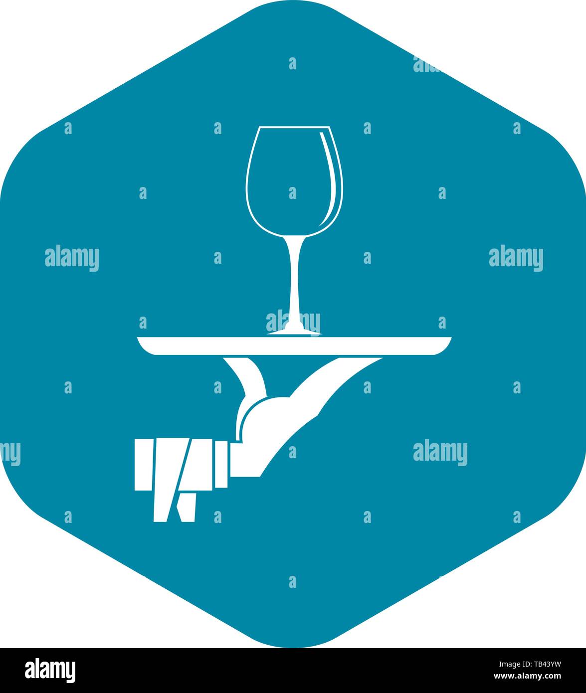 Waiter hand holding tray with wine glass icon Stock Vector Image & Art ...
