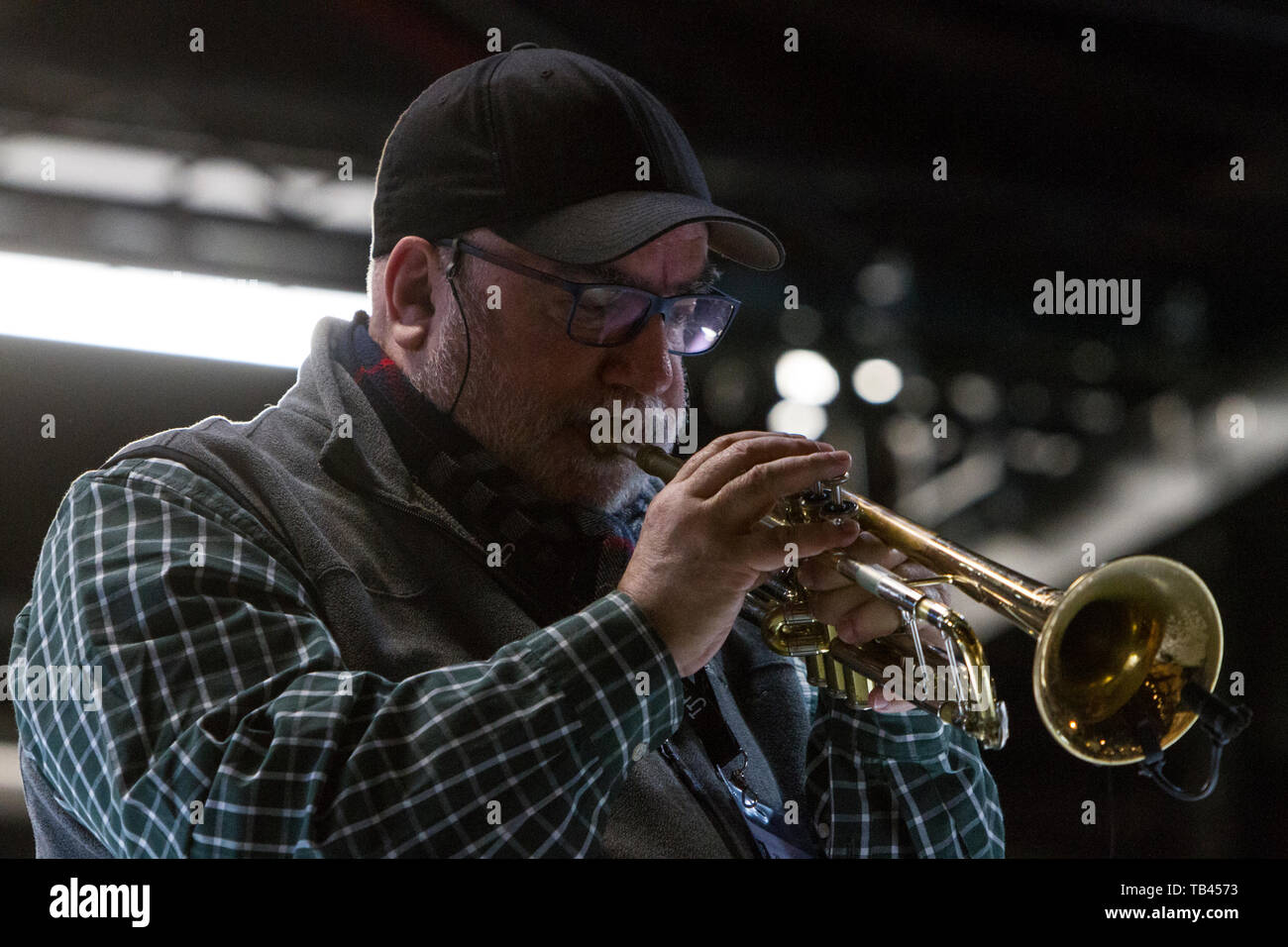 American trumpeter Randy Brecker at 2019 Torino Jazz Festival Stock Photo