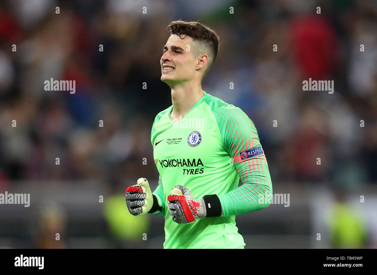 Chelsea Goalkeeper Kepa Arrizabalaga Celebrates His Sides Third Goal ...