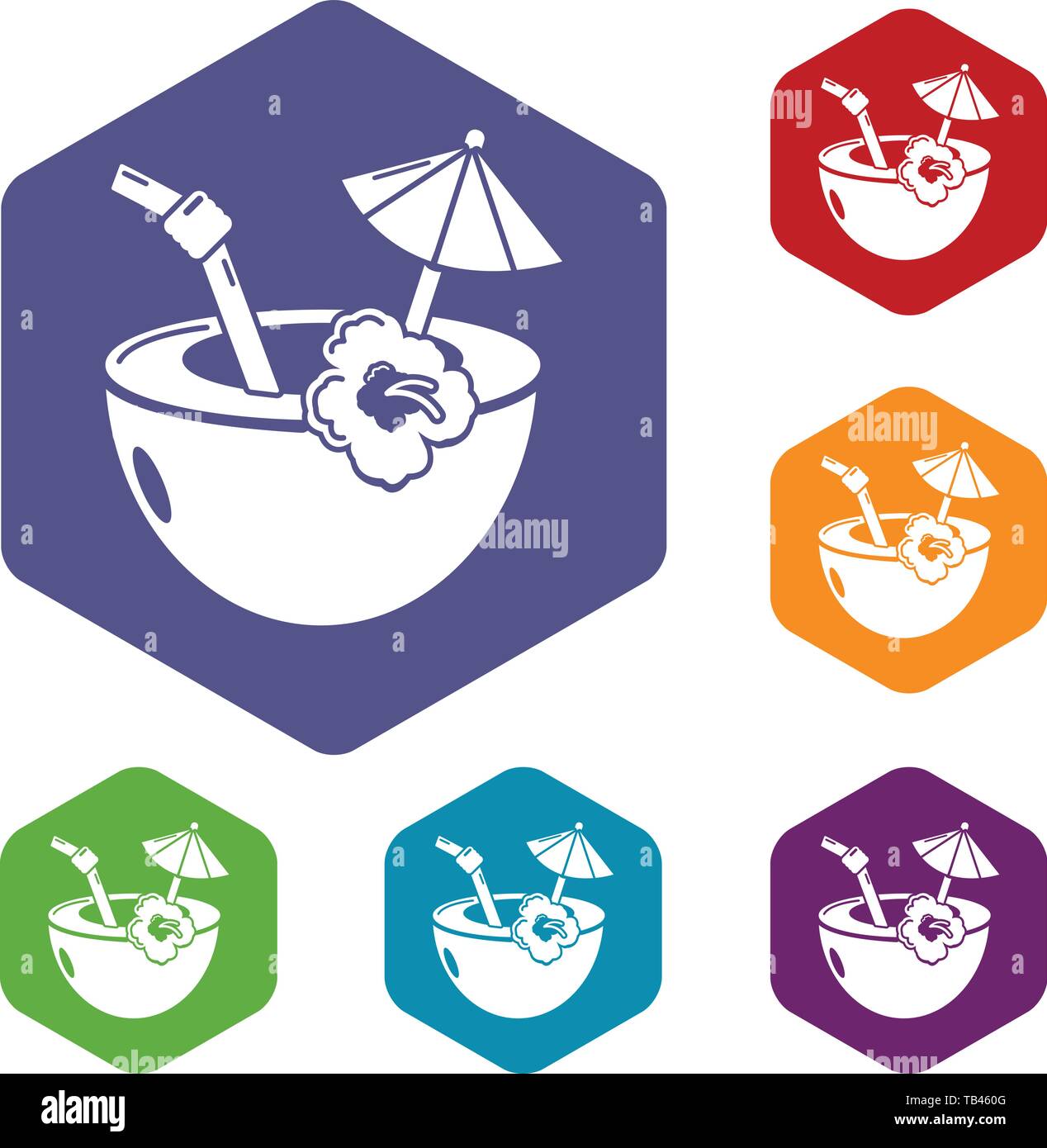 Coconut cocktail icons vector hexahedron Stock Vector Image & Art - Alamy