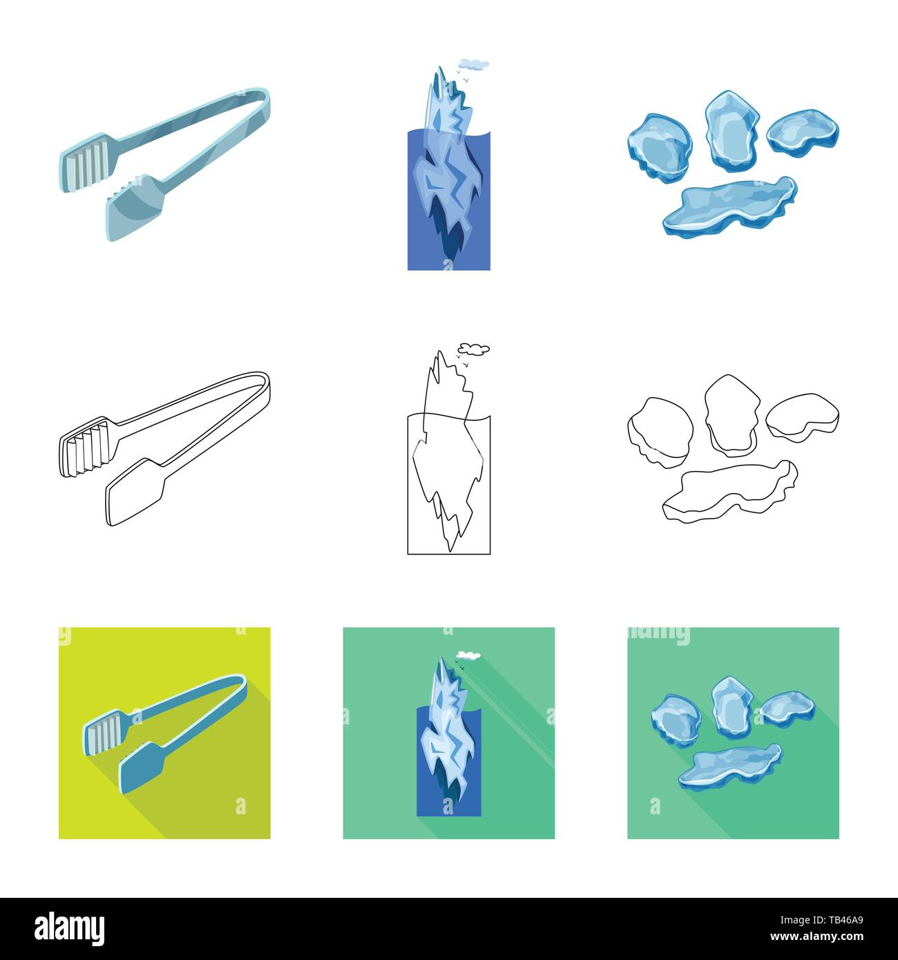 Vector illustration of texture and frozen icon. Collection of texture ...