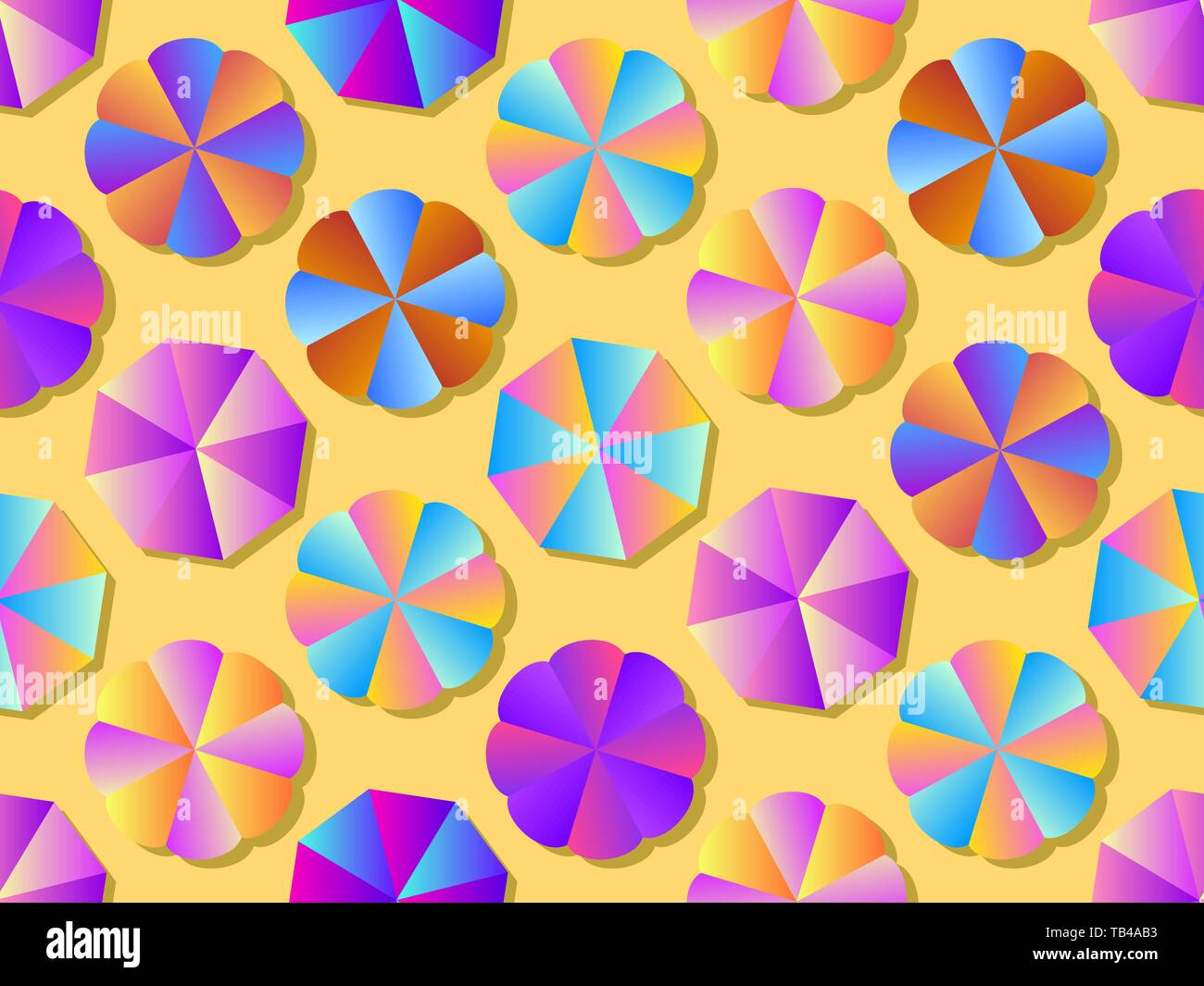 Beach umbrellas seamless pattern with colorful gradient. Summer background. Vector illustration Stock Vector