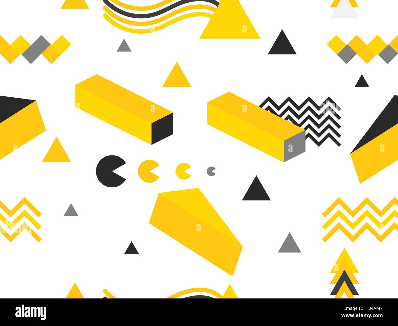 Memphis seamless pattern. Geometric elements memphis in the style of 80's. Background for promotional materials, postcards, banner and wrapping paper. Stock Vector