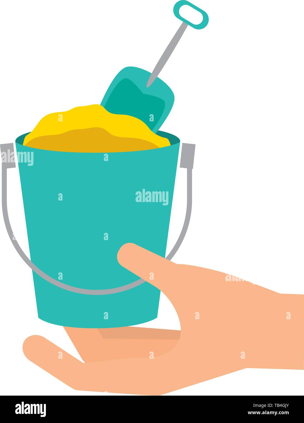 hand holding sand bucket Stock Vector Image & Art Alamy