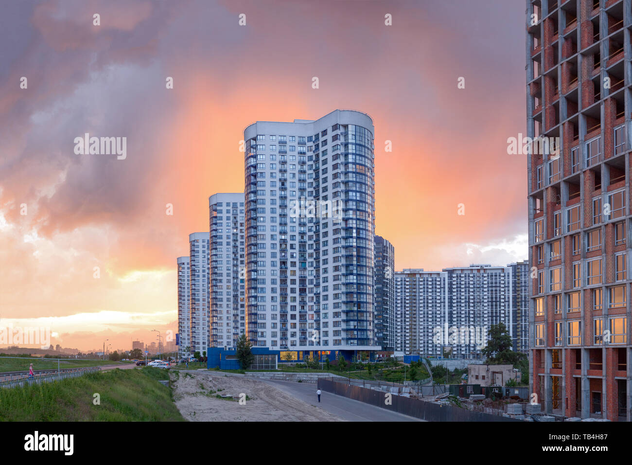 Apartment building. Modern european complex of apartment buildings. And outdoor facilities. Modern city background. Stock Photo