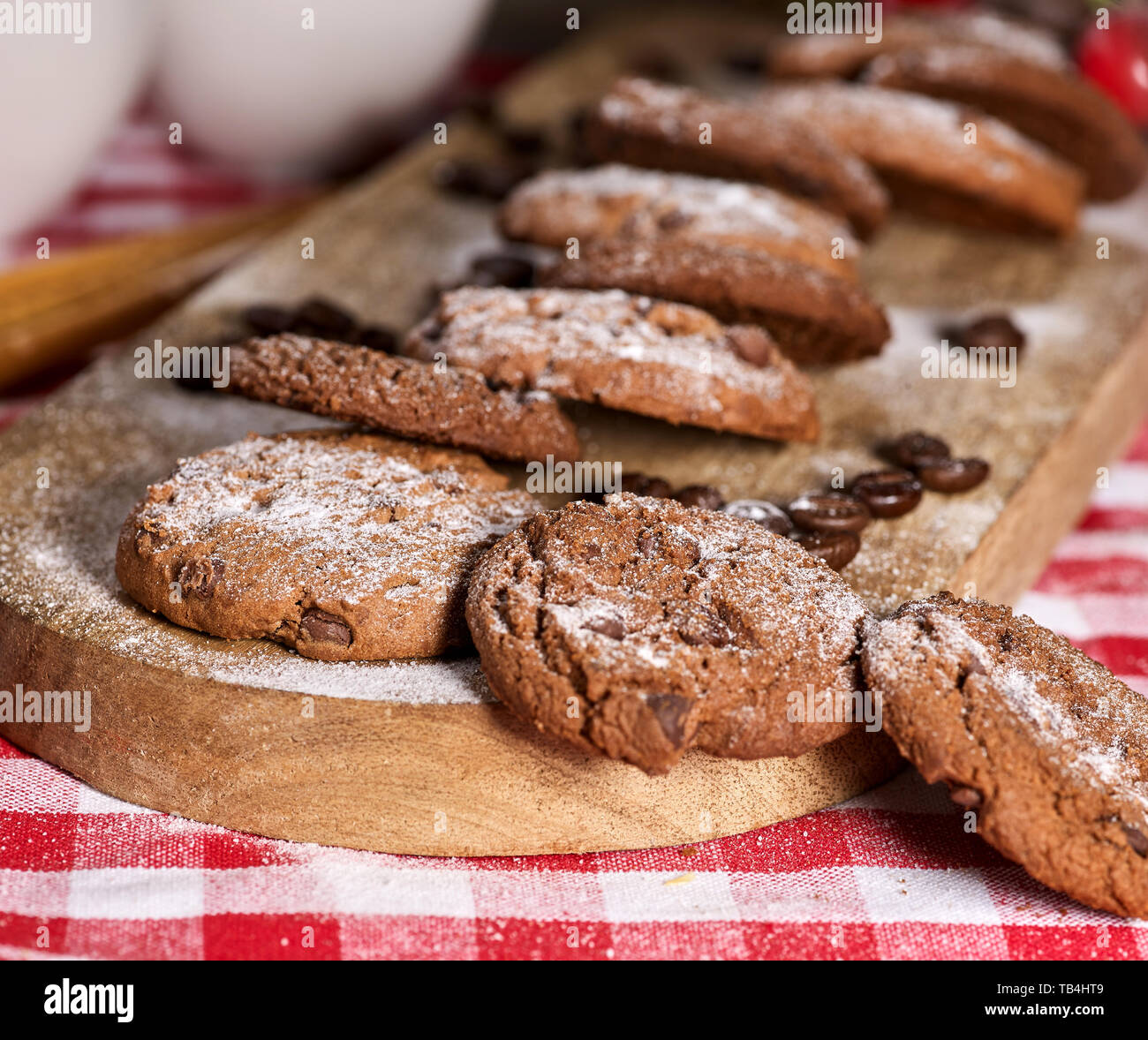 Oatmeal cookies snack and cherry cupcake breakfast Stock Photo