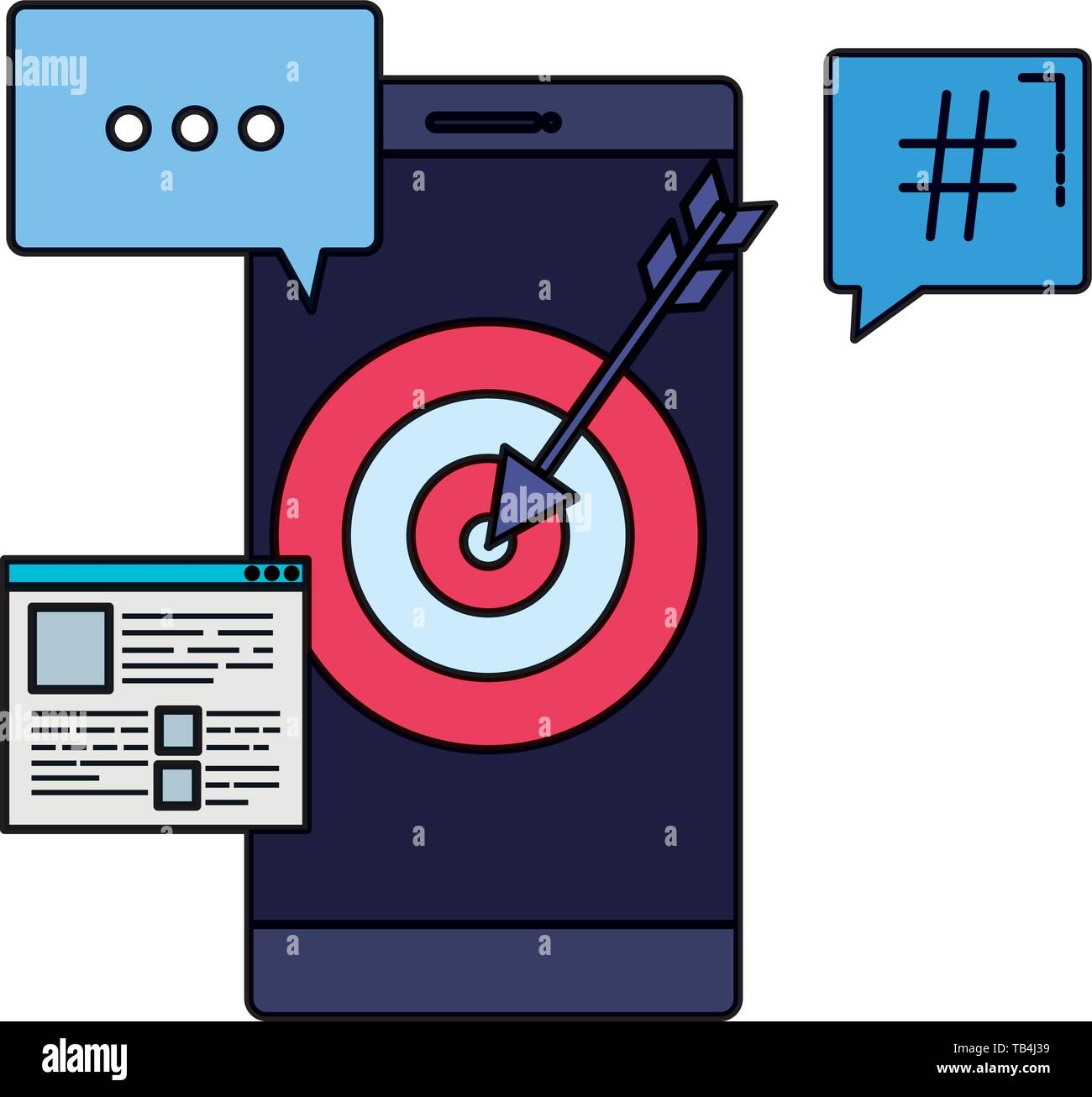 smartphone with webpage template and target arrow Stock Vector Image ...