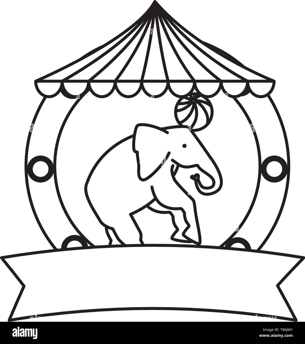 circus elephant playing with balloon in tent Stock Vector Image & Art ...