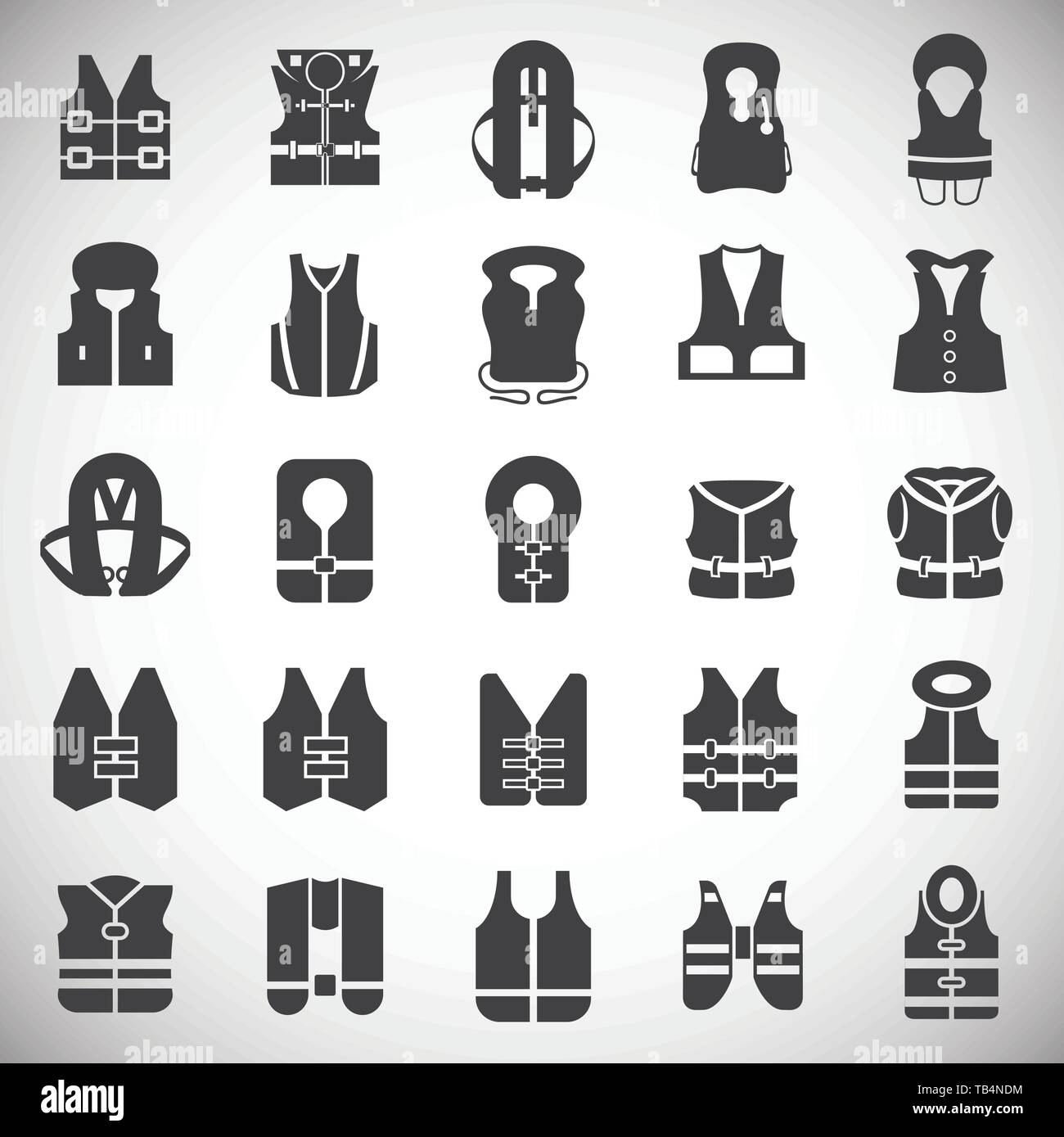 Life vest icons set on white background for graphic and web design ...
