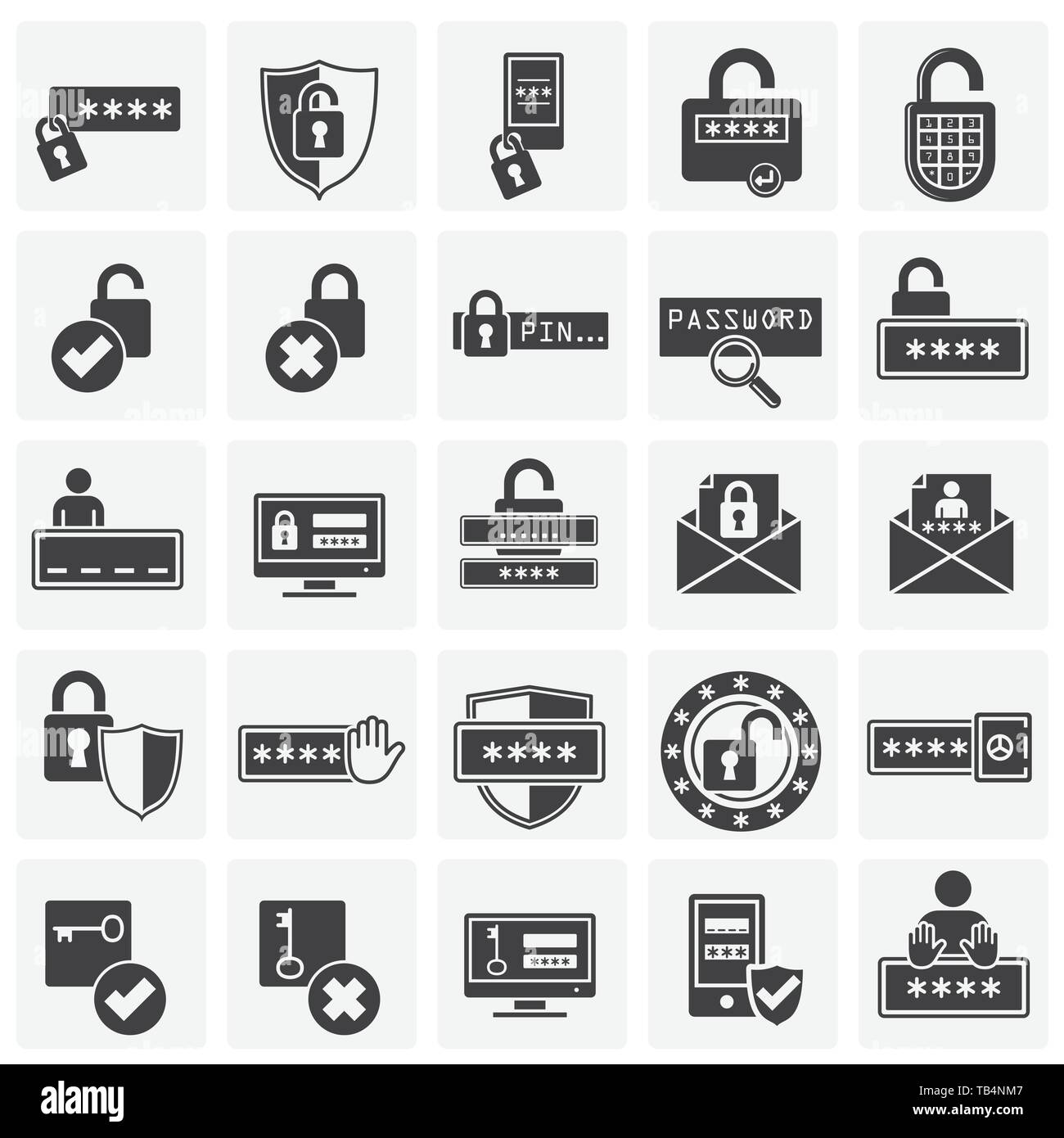 Password related icons set on background for graphic and web design ...