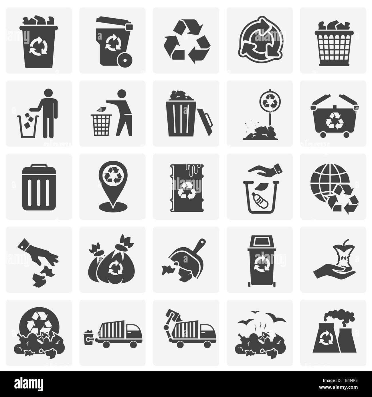 Garbage related icons set on background for graphic and web design ...