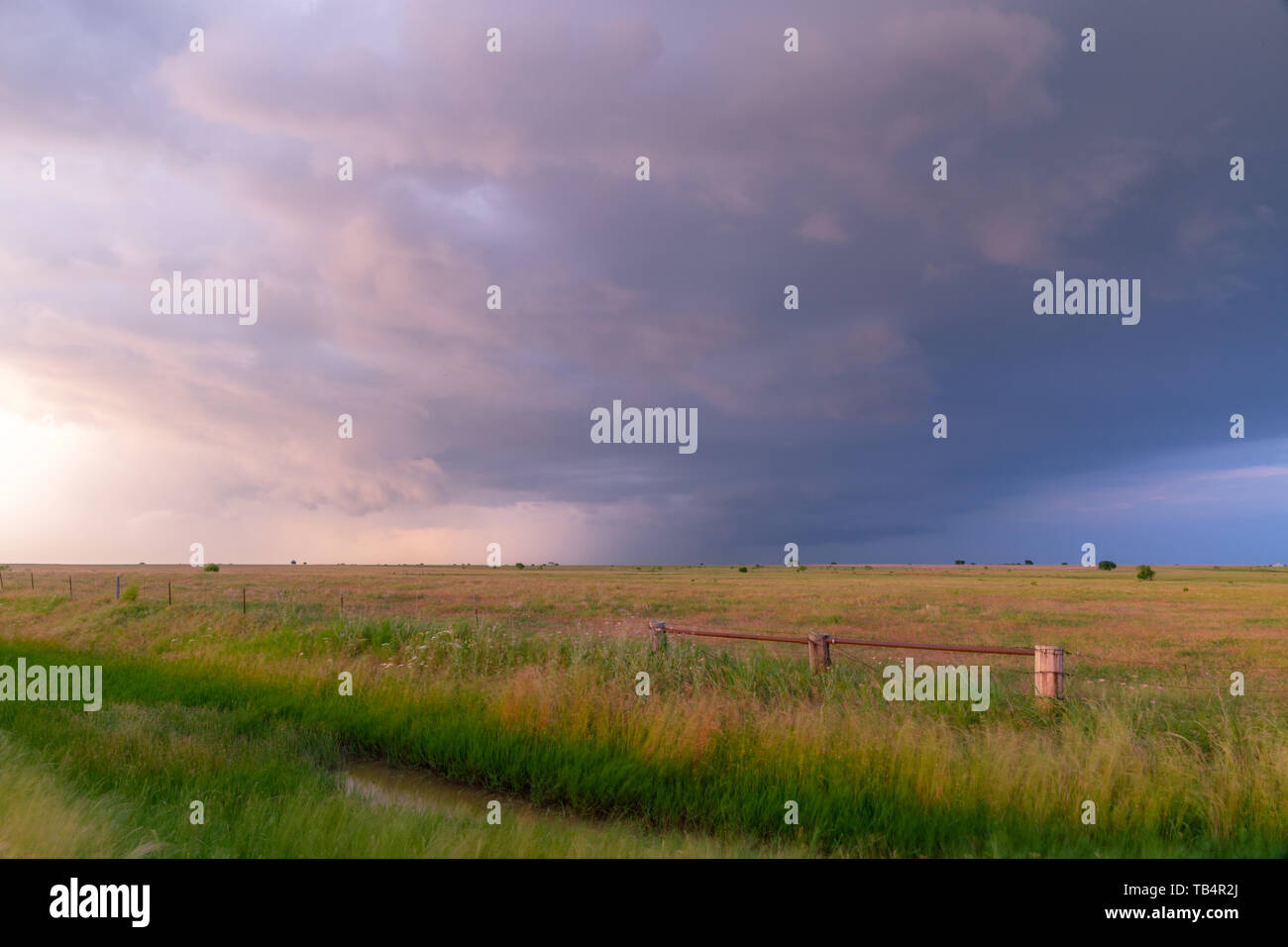 Stormy sunset over the prairie Stock Photo