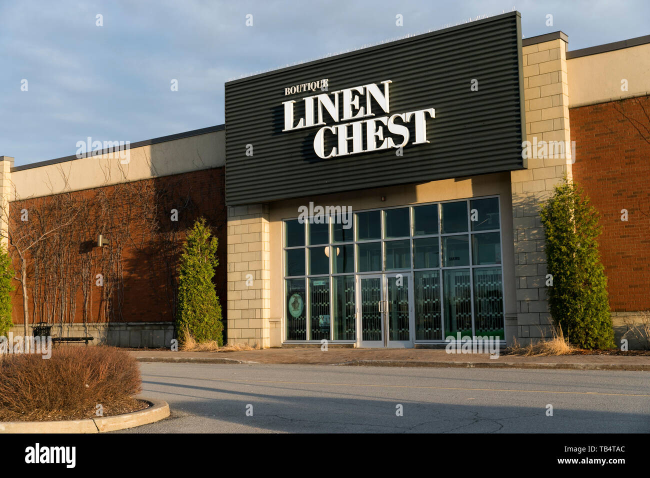 A logo sign outside of a Linen Chest retail store location in Boucherville, Quebec, Canada, on April 21, 2019. Stock Photo