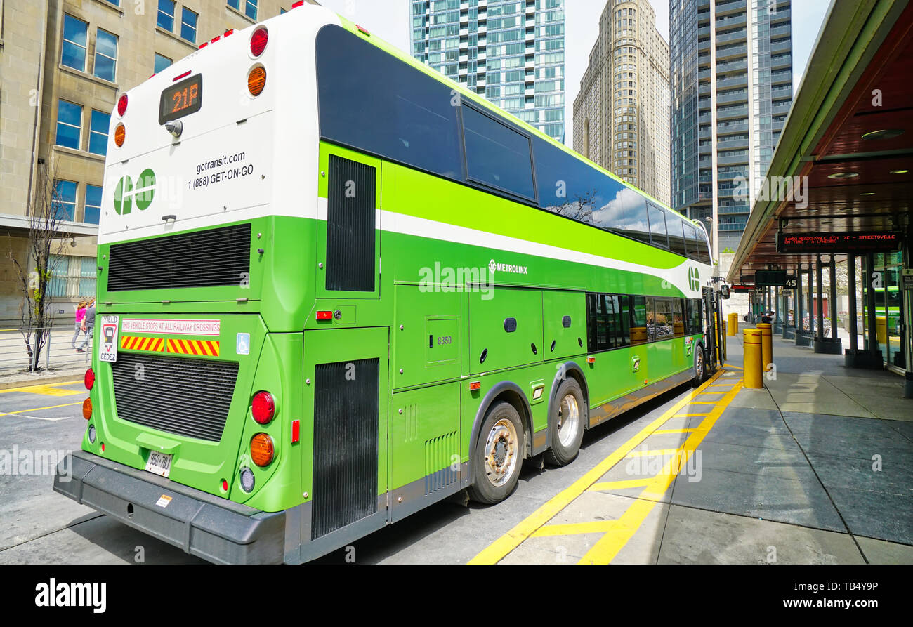 Toronto, Ontario, Canada-20 May, 2019: Union Station Go Bus Terminal in Toronto Downtown servicing intercity connections Stock Photo