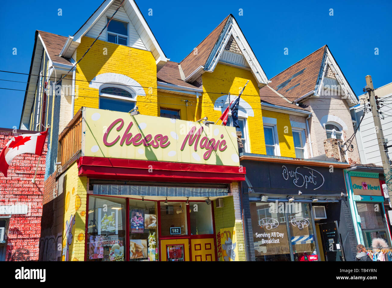 Toronto, Canada-5 May, 2019: Kensington market, a distinctive multicultural neighbourhood in Downtown Toronto, designated a National Historic Site of  Stock Photo