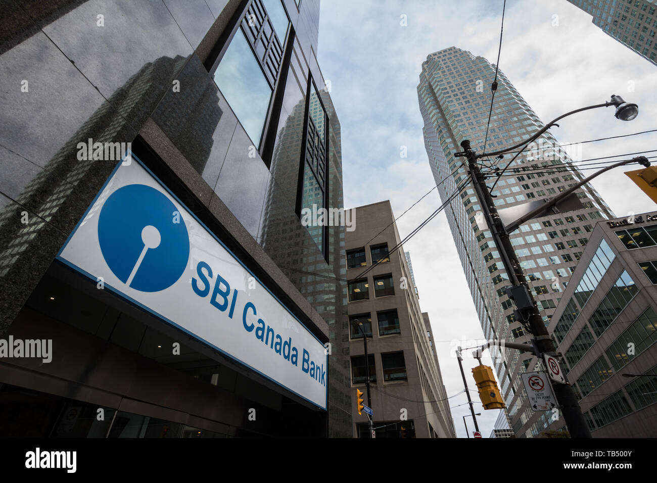 TORONTO, CANADA - NOVEMBER 14, 2018: SBI Canada Bank logo in front of their office in Toronto, Ontario. State Bank of india is one of the main Indian  Stock Photo