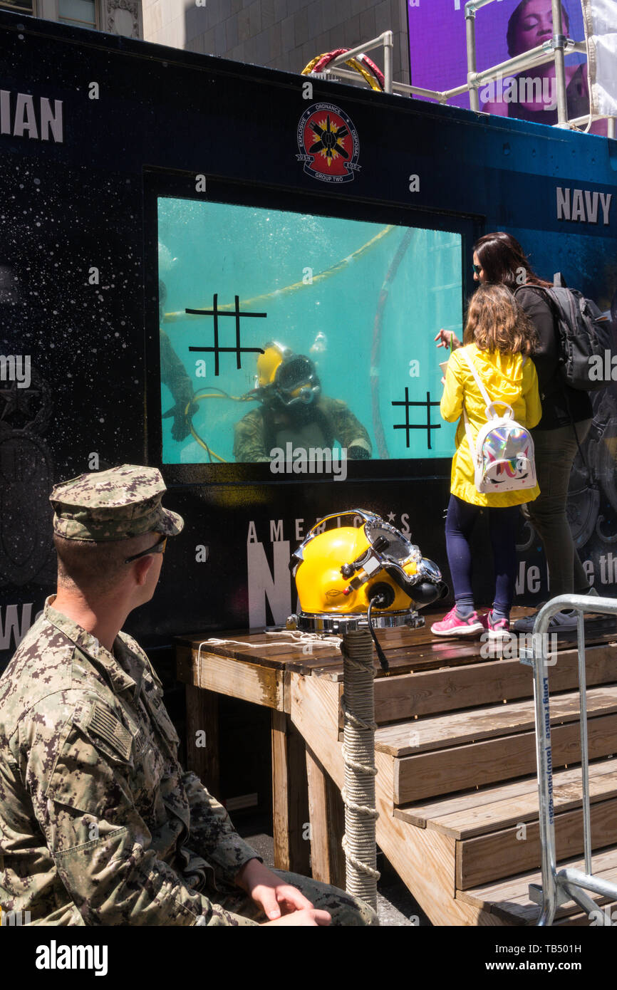 Underwater diving display, Fleet Week 2019, Times Square, NYC, USA Stock Photo