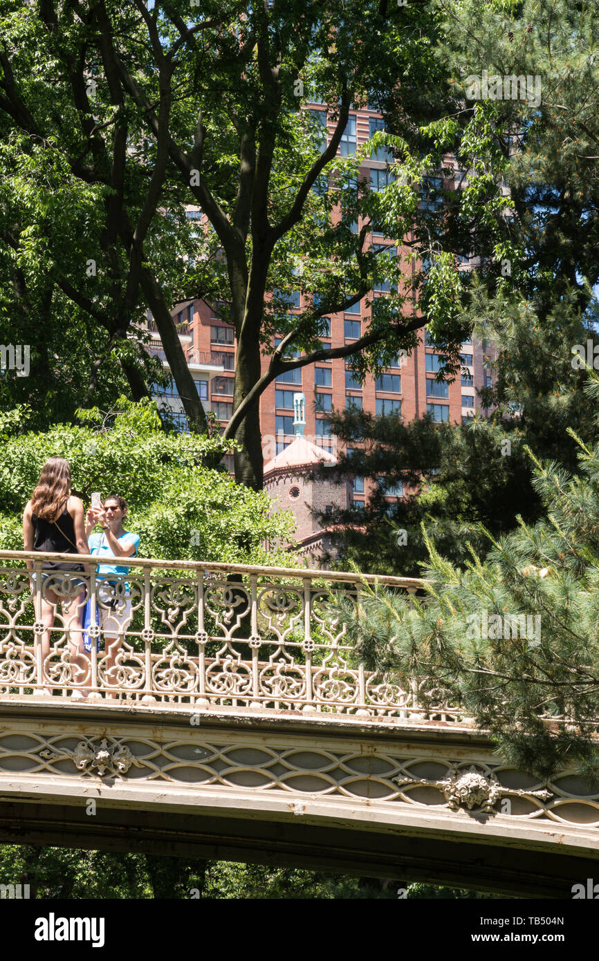 Pine Bank Bridge, Central Park, NYC Stock Photo