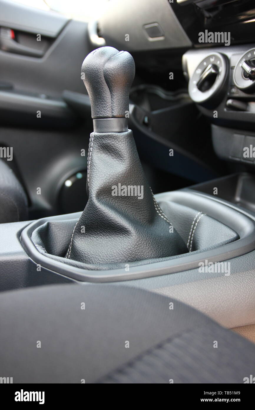 manual gear  in pick up car interior Stock Photo