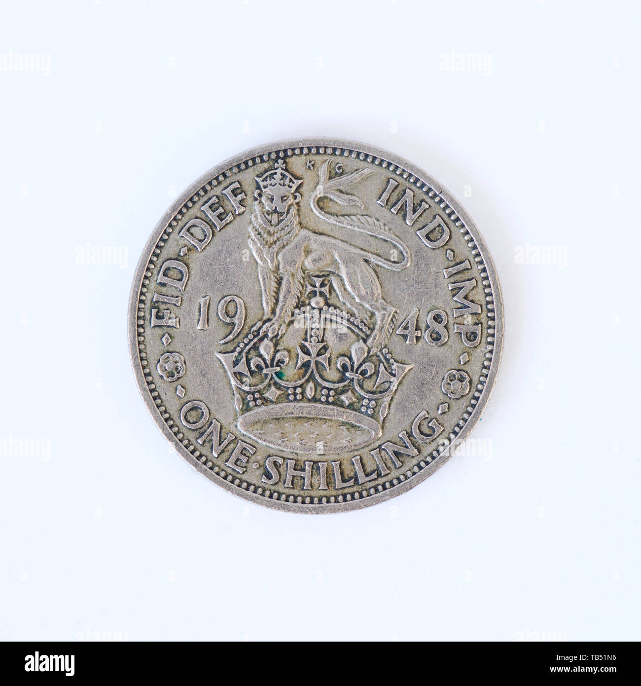 British one shilling coin 1948 Stock Photo Alamy