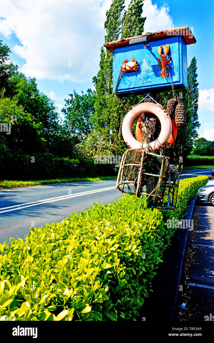 The Crab and Lobster pub sign, Asenby, North Yorkshire, England Stock