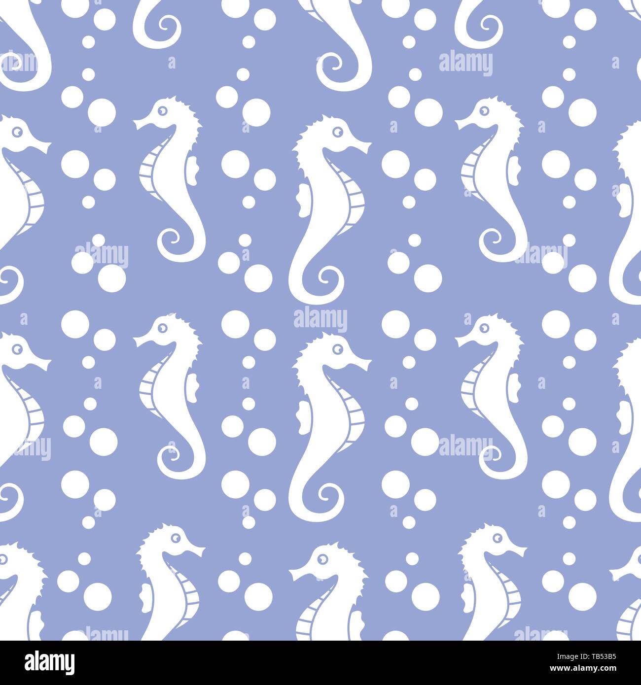 Vector seamless pattern with sea horses and bubbles. Marine background ...