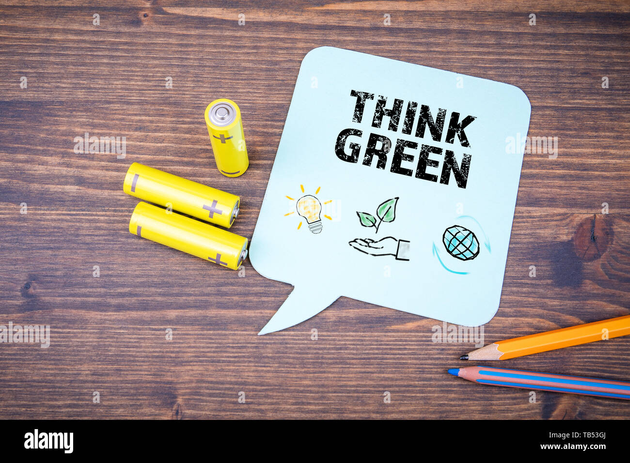 Think Green concept. Speech bubble Stock Photo - Alamy