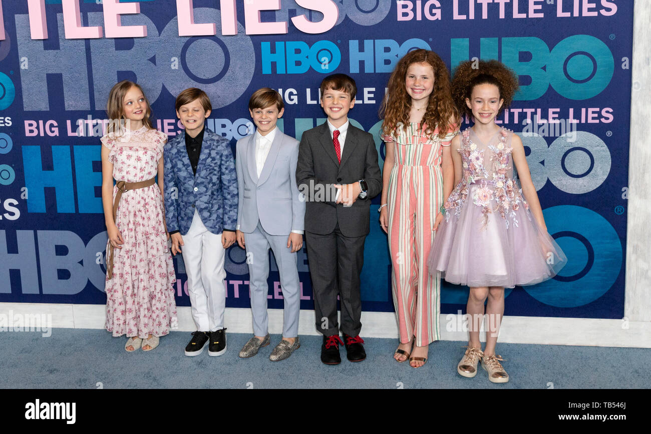 New York, NY - May 29, 2019: Ivy George, Cameron Crovetti, Nicholas Crovetti, Iain Armitage, Darby Camp, Chloe Coleman attend HBO Big Little Lies Season 2 Premiere at Jazz at Lincoln Center Stock Photo