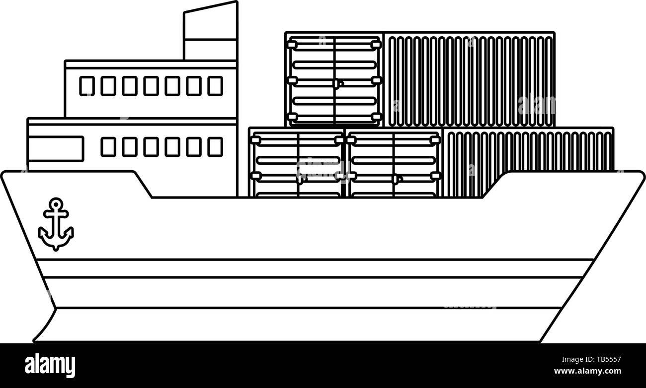 cargo big ware ship cartoon vector illustration graphic design Stock ...