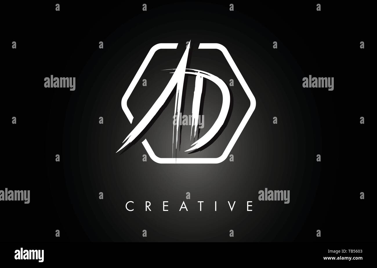 AD A D Brushed Vector Letter Logo Design with Creative Modern Brush ...