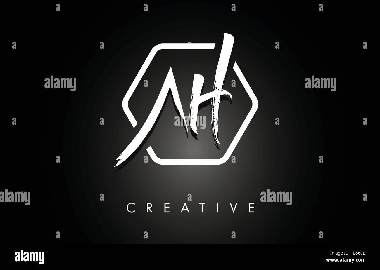 AH A H Brushed Vector Letter Logo Design with Creative Modern Brush ...