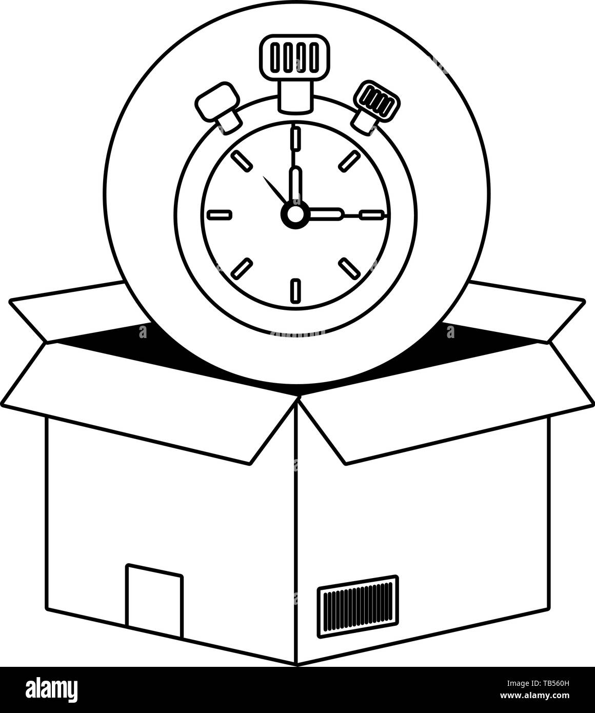 chronometer time clock stopwatch inside box vector illustration graphic