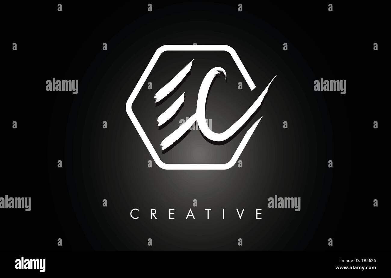 EC E C Brushed Vector Letter Logo Design with Creative Modern Brush ...