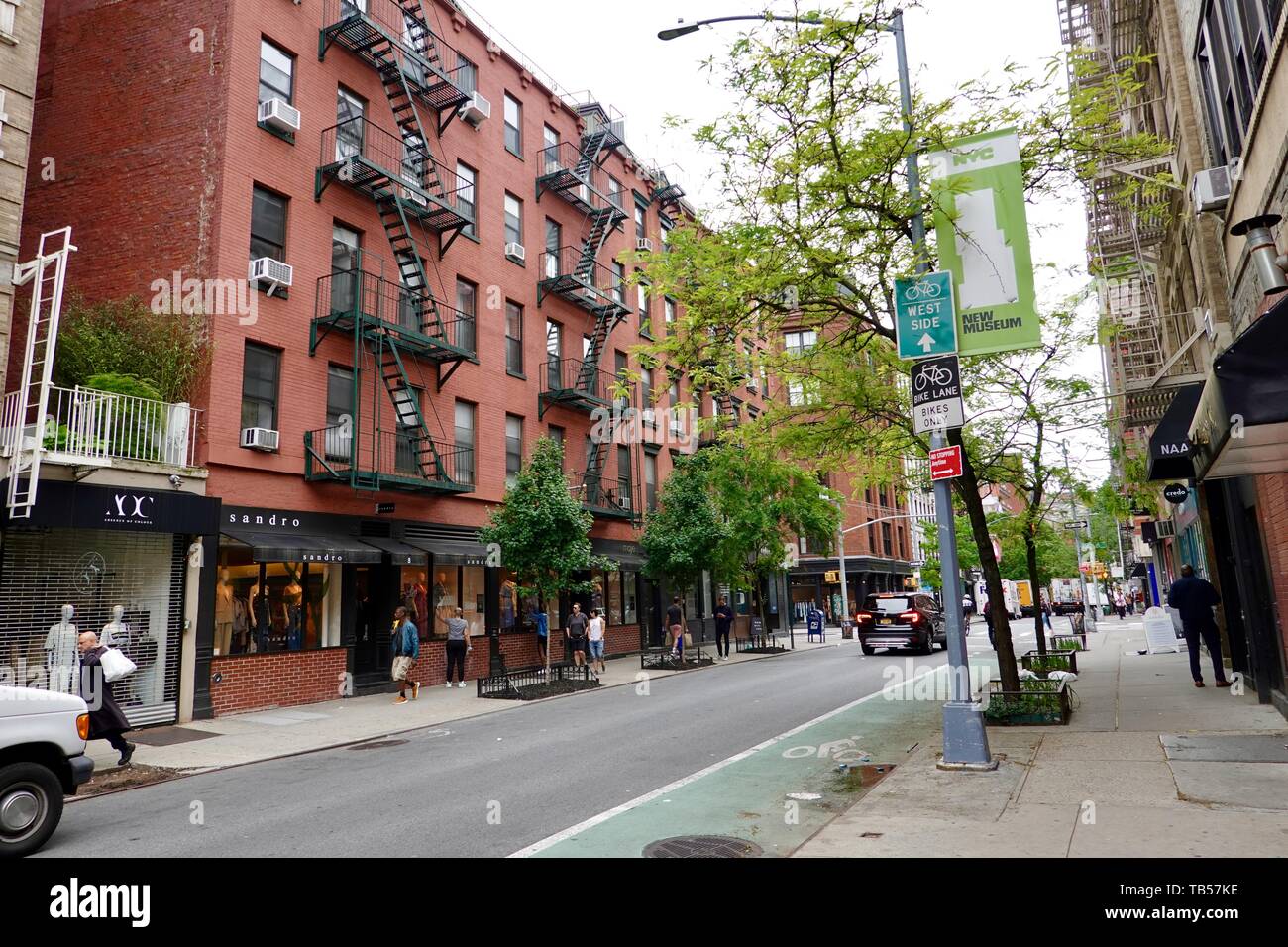 Prince Street, looking west, in SoHo, New York, NY, USA Stock Photo