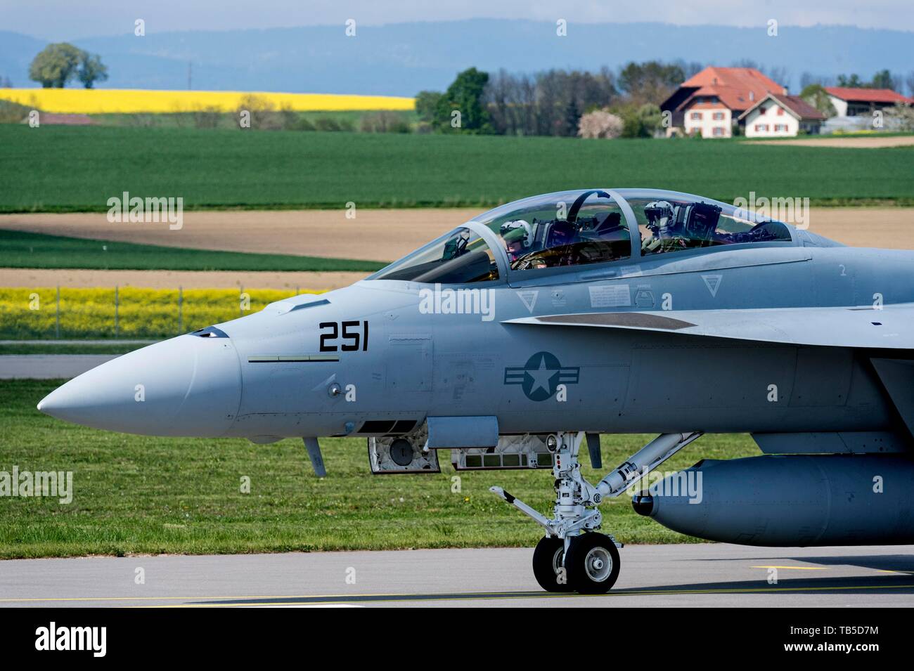 Cockpit, Boeing F/A-18 Super Hornet, Swiss Air Force, Payerne, Switzerland Stock Photo