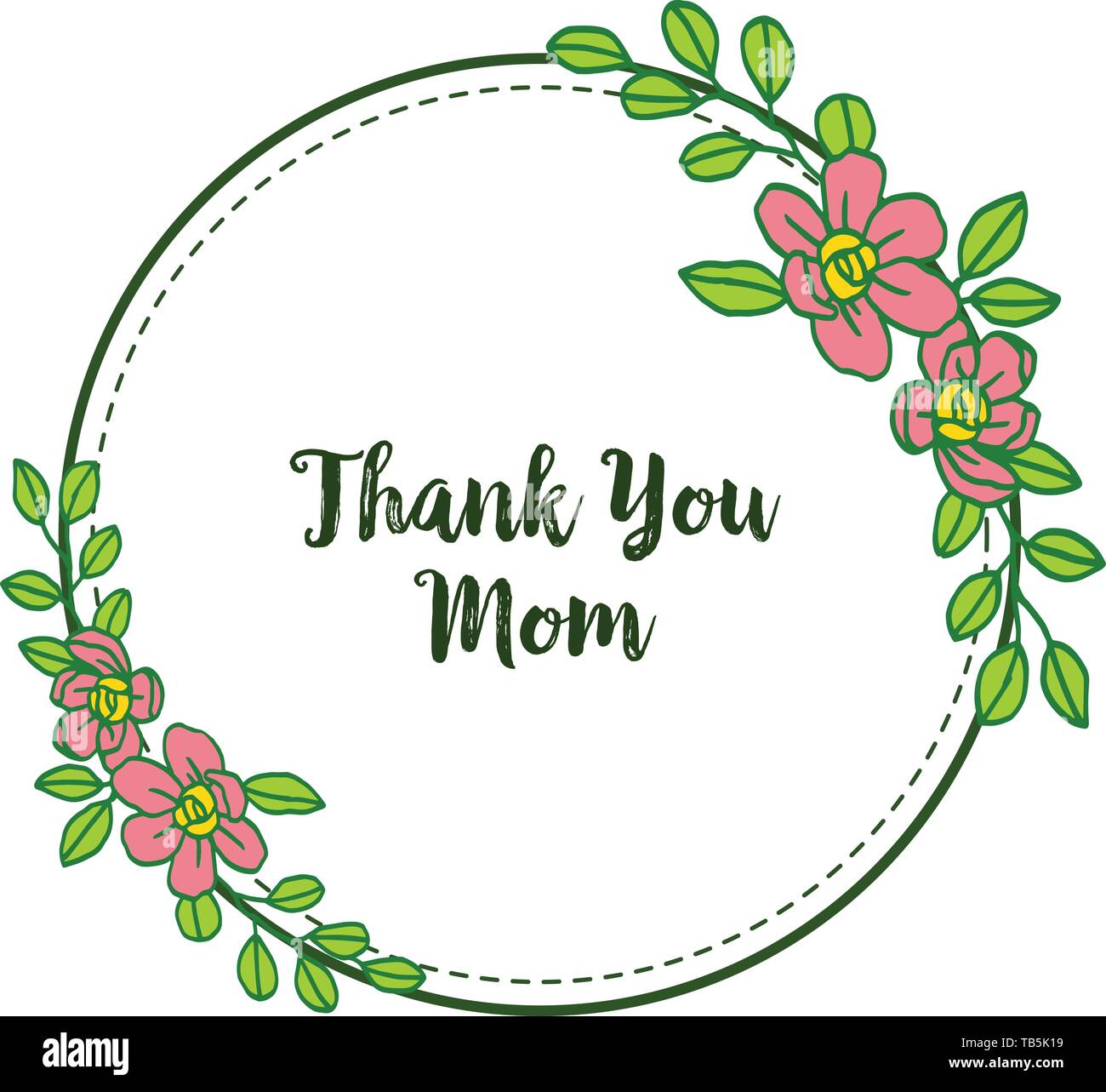 Vector illustration writing thank you mom for various beautiful leaf ...