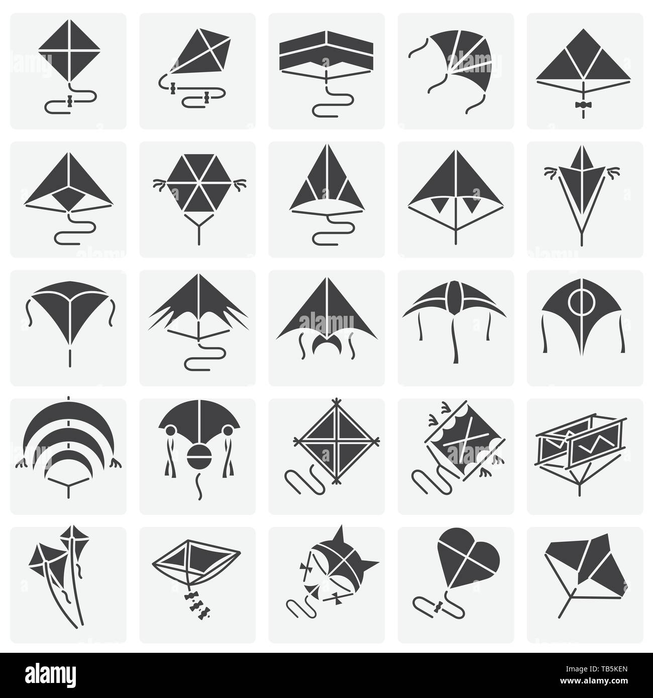 Kites icons set on squares background for graphic and web design ...